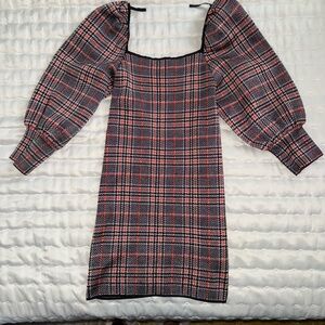 ZARA Plaid Puff Sleeve Dress